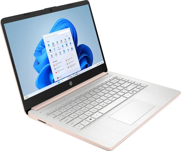 HP 14″ — Rose Gold 14-dq6015dx, opposite open angle