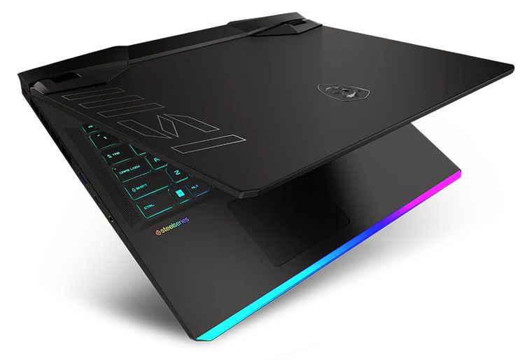 MSI Raider GE77 HX 12UHS, Rear-right and lid view