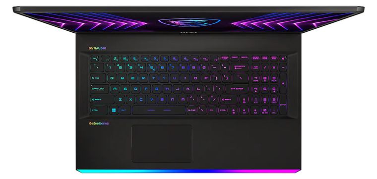 MSI Raider GE77 HX 12UHS, Rear-left and lid view