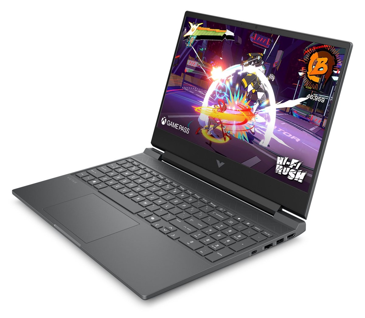 HP Victus 15 15-fa2709wm, Front-right three-quarter view